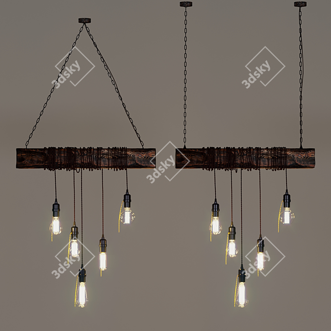 Handcrafted Wooden Pendant Light 3D model image 1