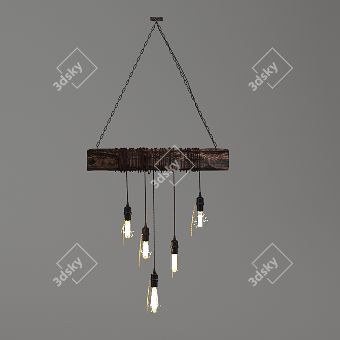 Handcrafted Wooden Pendant Light 3D model image 4