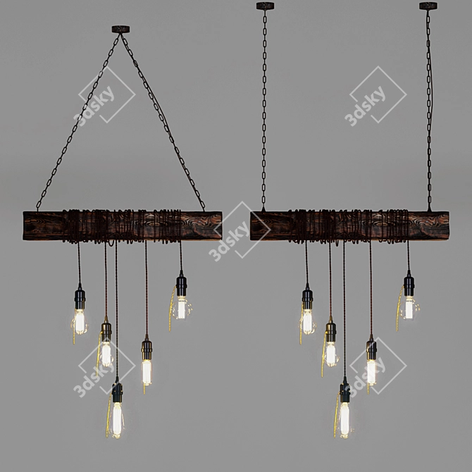 Handcrafted Wooden Pendant Light 3D model image 7