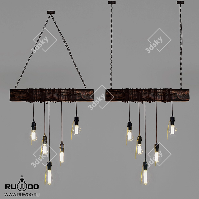 Handcrafted Wooden Pendant Light 3D model image 8