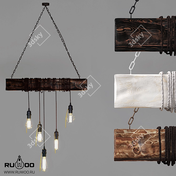 Handcrafted Wooden Pendant Light 3D model image 9