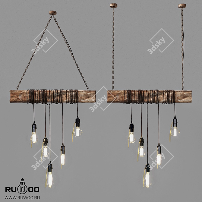 Handcrafted Wooden Pendant Light 3D model image 11