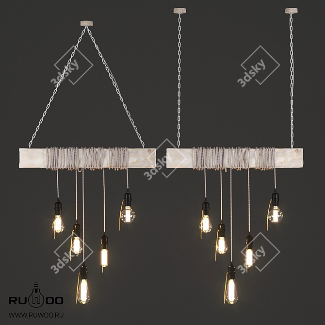 Handcrafted Wooden Pendant Light 3D model image 13