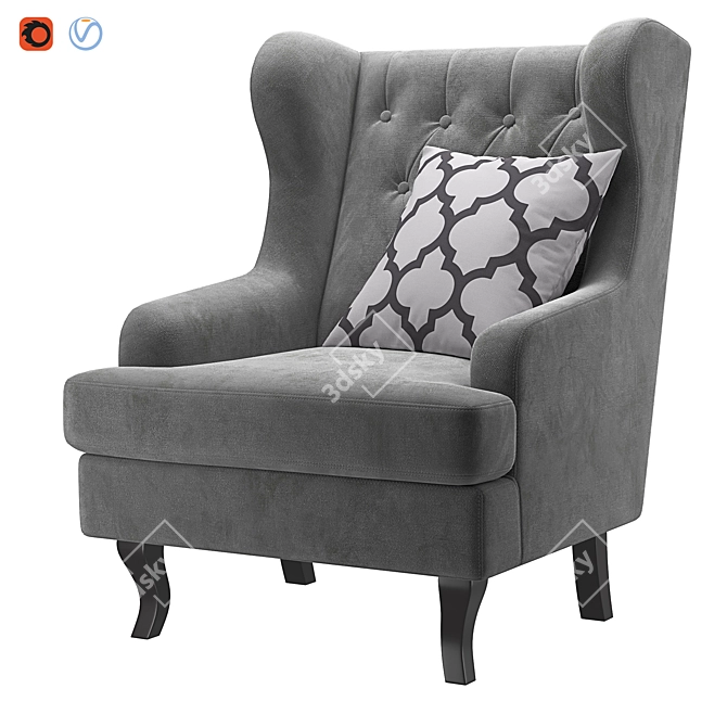 Elegant Wingback Chair: Vray/Corona, Real-World Scale 3D model image 1