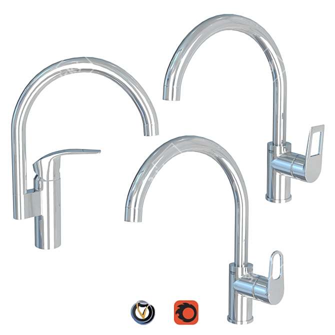 Sleek Grohe Kitchen Faucets 3D model image 1