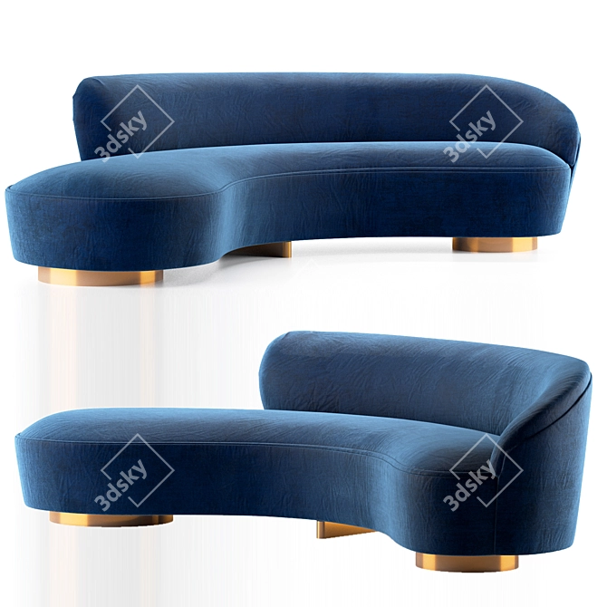 Curved Freeform Sofa: Stylish & Spacious 3D model image 2