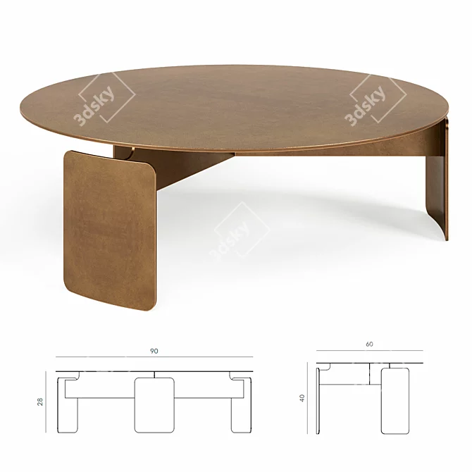 Sleek Shirudo Coffee Table 3D model image 2