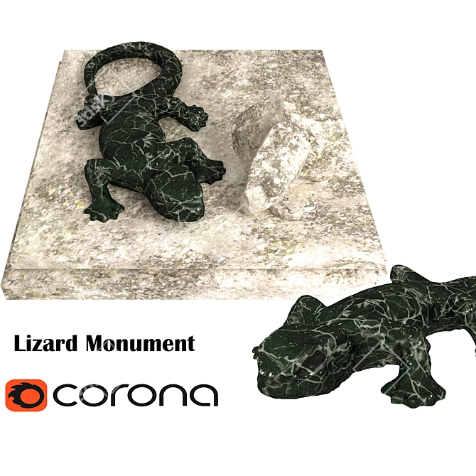 Handcrafted Boxwood Lizard Sculpture 3D model image 1