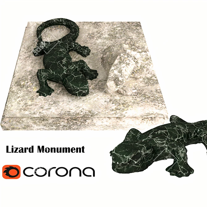 Handcrafted Boxwood Lizard Sculpture 3D model image 7