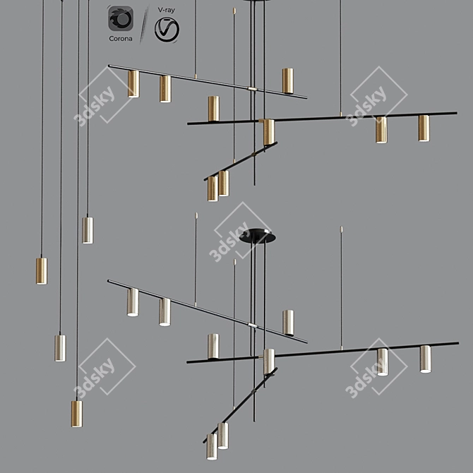 Mid Century Chandelier Collection 3D model image 1