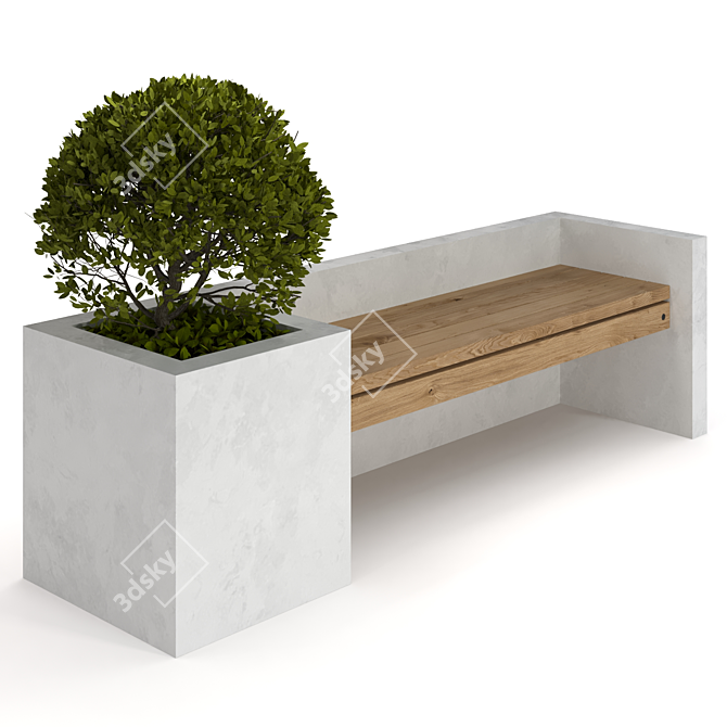 Urban Oasis Bench: Stylish Furniture with Plants 3D model image 4