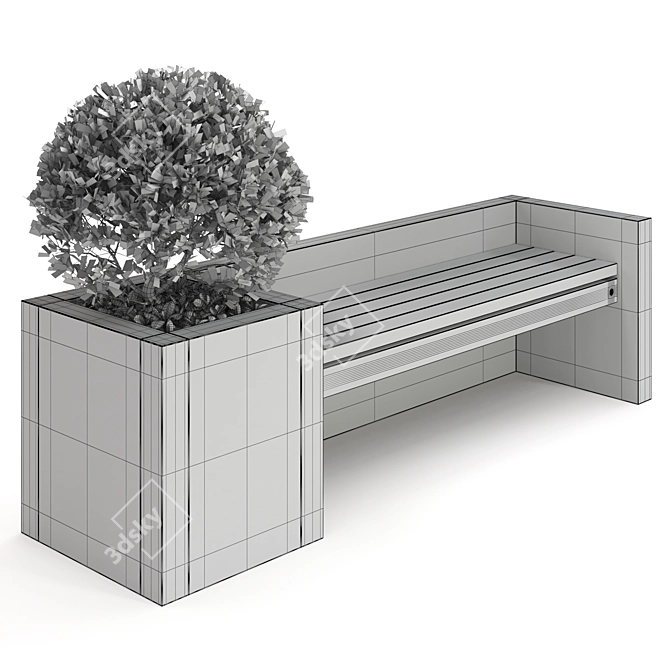 Urban Oasis Bench: Stylish Furniture with Plants 3D model image 5