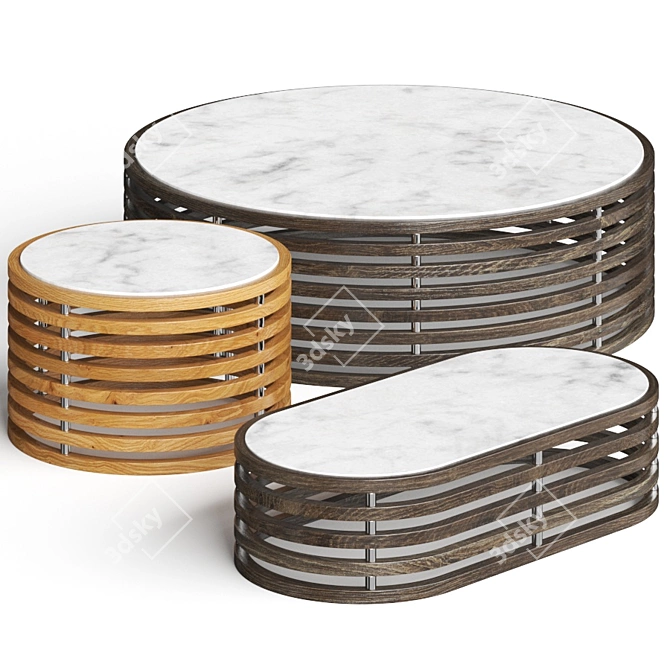 Seora Oyster Coffee Tables: Stylish and Versatile Furniture 3D model image 1