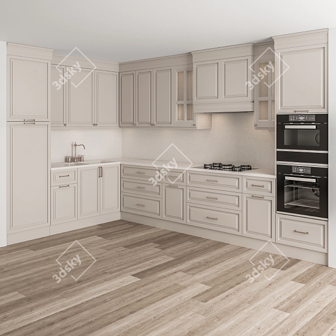 Neo Classic Cream Kitchen Set 3D model image 2