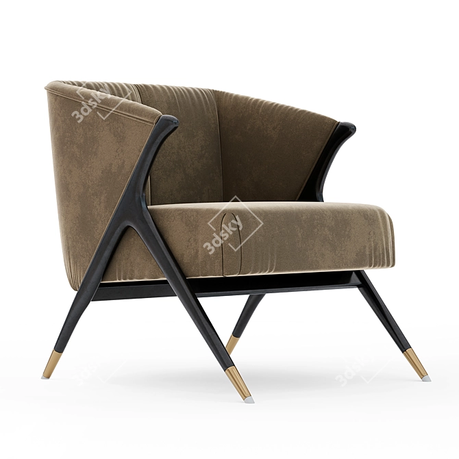 Title: Luxury Velvet Lounge Armchair 3D model image 1