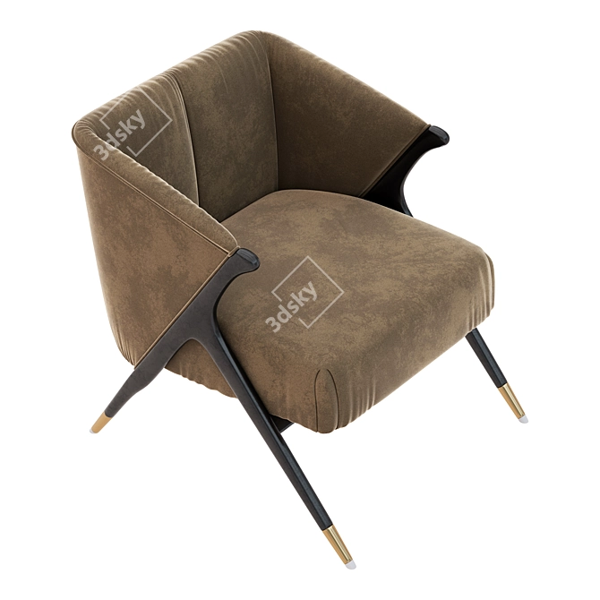 Title: Luxury Velvet Lounge Armchair 3D model image 2