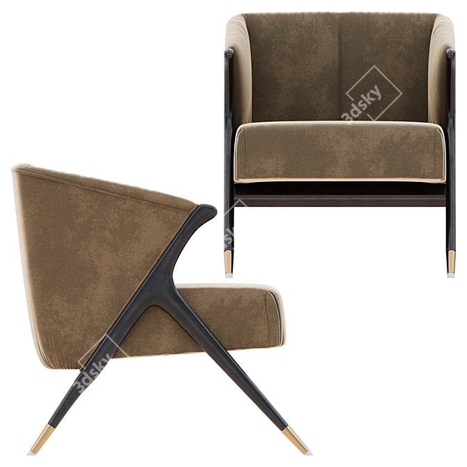 Title: Luxury Velvet Lounge Armchair 3D model image 3