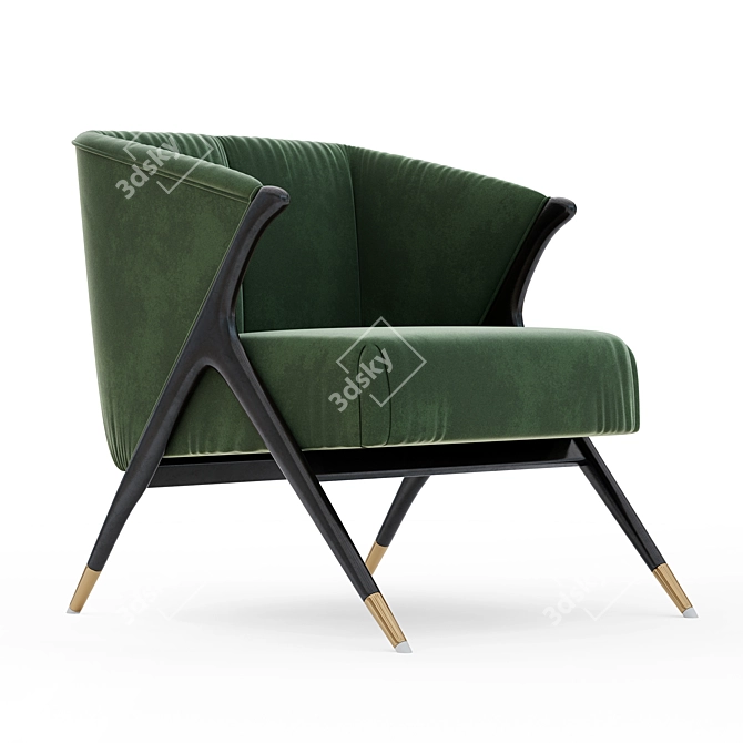 Elegant Velvet Armchair - 2 3D model image 1