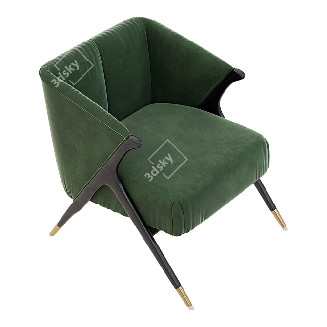 Elegant Velvet Armchair - 2 3D model image 2