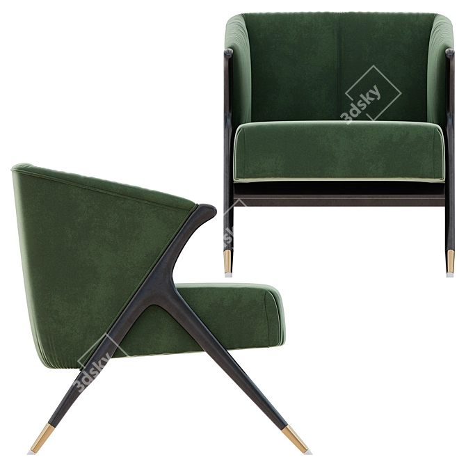 Elegant Velvet Armchair - 2 3D model image 3