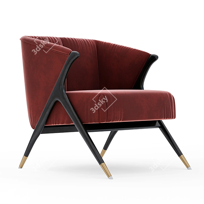 Elegant Velvet Lounge Armchair 3D model image 1