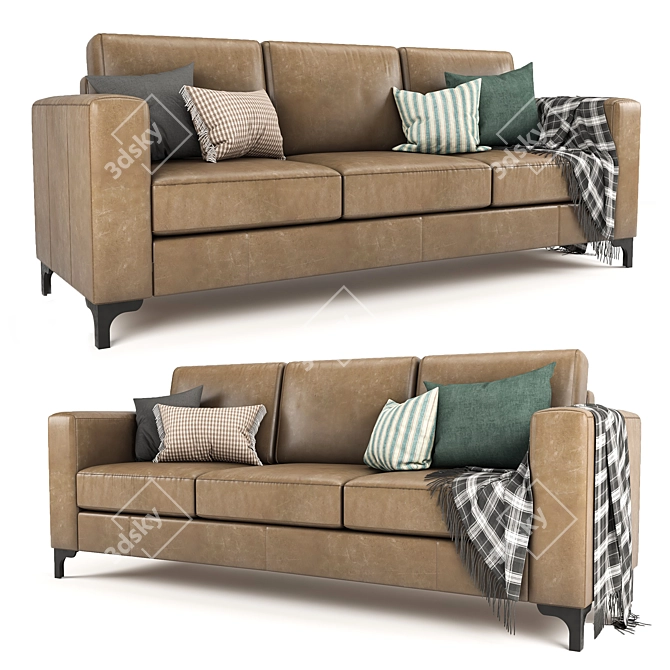 Luxurious HomeVance Casero Leather Sofa 3D model image 2