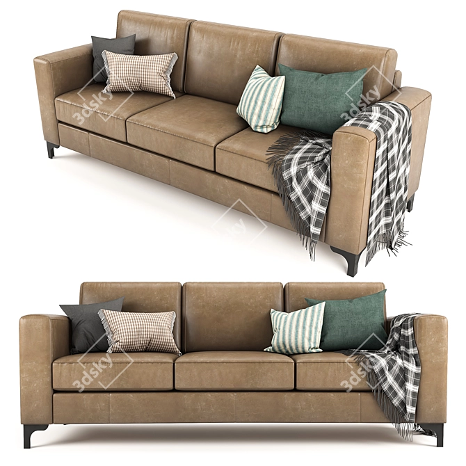 Luxurious HomeVance Casero Leather Sofa 3D model image 3