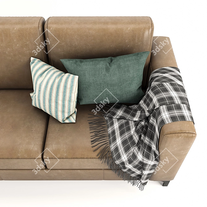 Luxurious HomeVance Casero Leather Sofa 3D model image 6