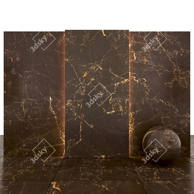 Brown Bronze Marble - 8 Texture Slabs, Floor & Hexagonal Tiles 3D model image 1