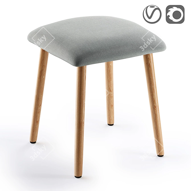 Modern Grey Square Stool Jimi 3D model image 1