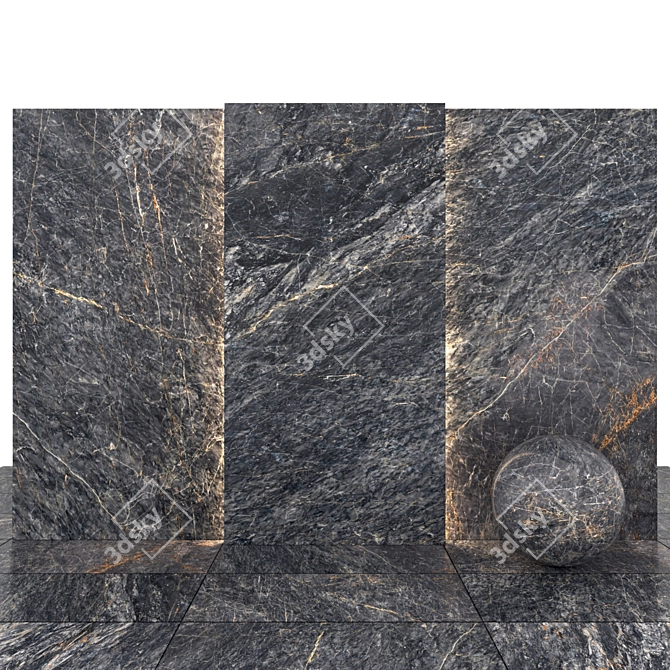 Aram Gray Marble: 8 Texture Slabs & Tiles 3D model image 2