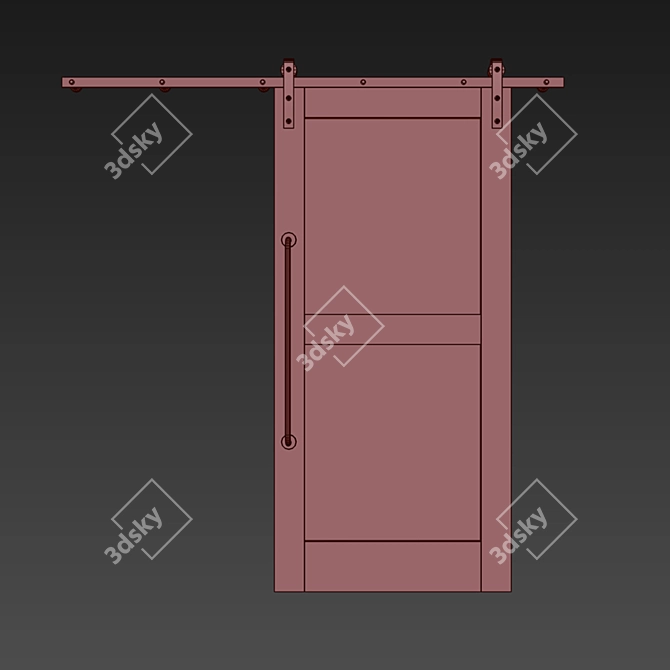 Modern Loft Sliding Doors 3D model image 2