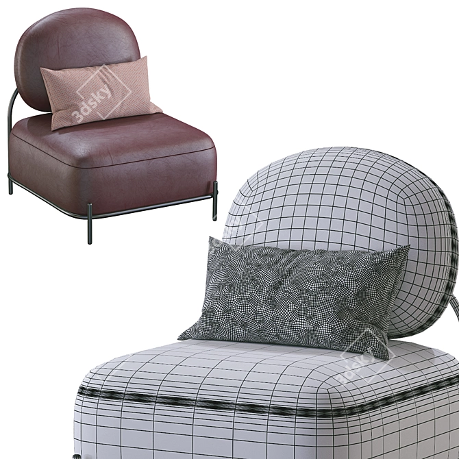 Luxury Leather Armchair: Pawai 3D model image 5
