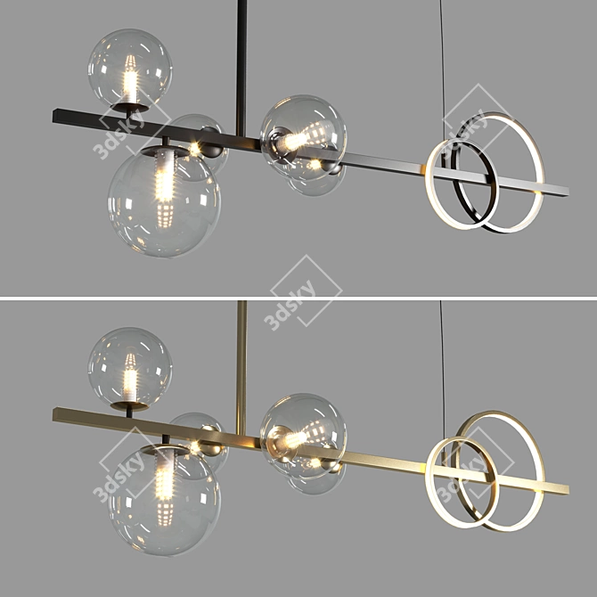 European Glass Bubble Pendant Lights 3D model image 1