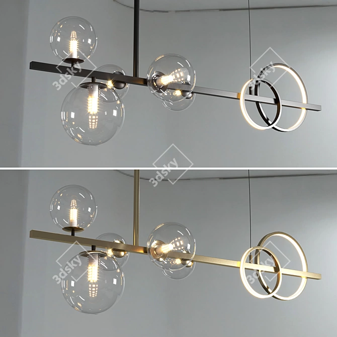 European Glass Bubble Pendant Lights 3D model image 2