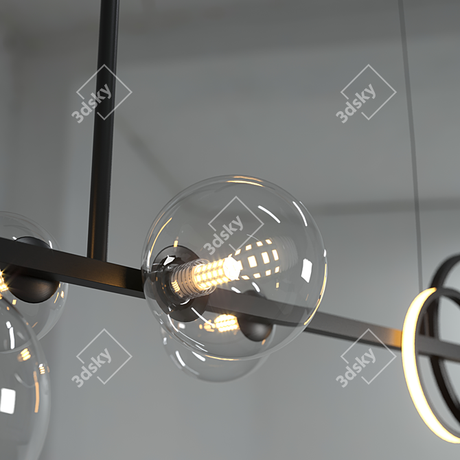 European Glass Bubble Pendant Lights 3D model image 3