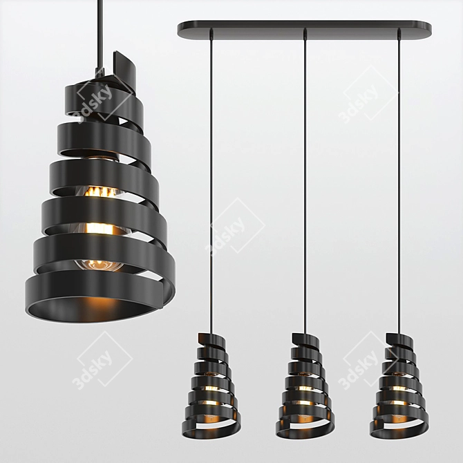 Loft-Style Hanging Lamp - Chic and Modern 3D model image 1