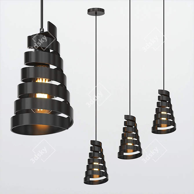 Loft-Style Hanging Lamp - Chic and Modern 3D model image 2