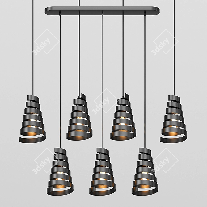 Loft-Style Hanging Lamp - Chic and Modern 3D model image 3