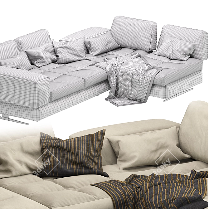 Modular Sofa Blues MaxDivani - Stylish and Versatile 3D model image 7