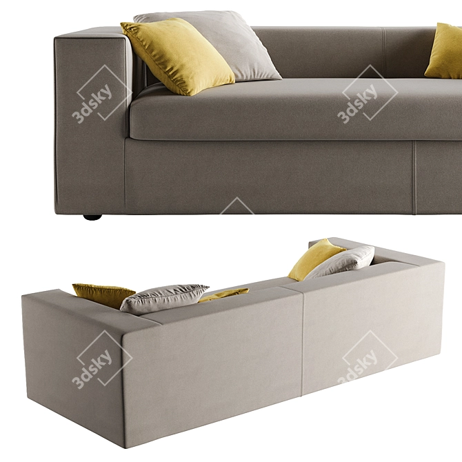 Grey Elegance: Cappellini Cuba Sofa 3D model image 2