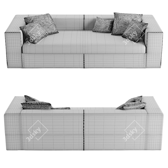 Grey Elegance: Cappellini Cuba Sofa 3D model image 4