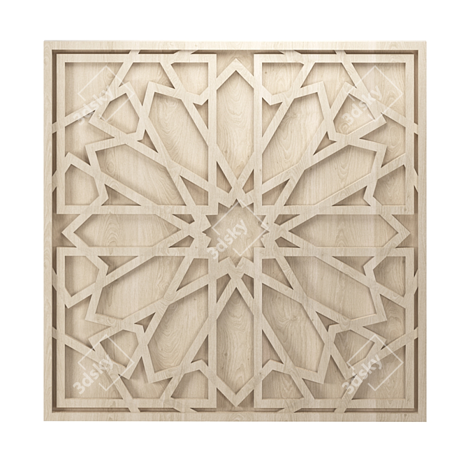 Whitewashed Wood Wall Art: Minimalistic Elegance 3D model image 1