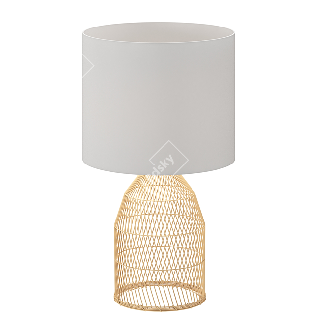 Boho Rattan Table Lamp 3D model image 2