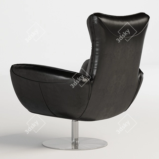 Contemporary Navy Leather Lounge Chair 3D model image 2