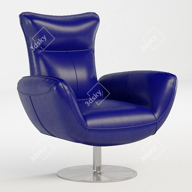 Contemporary Navy Leather Lounge Chair 3D model image 3