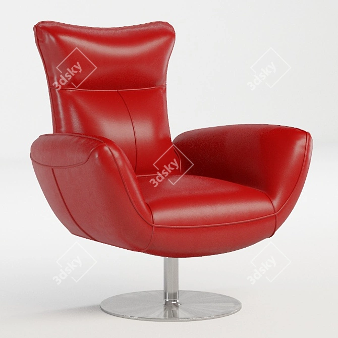 Contemporary Navy Leather Lounge Chair 3D model image 4