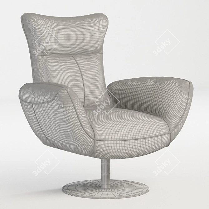 Contemporary Navy Leather Lounge Chair 3D model image 5
