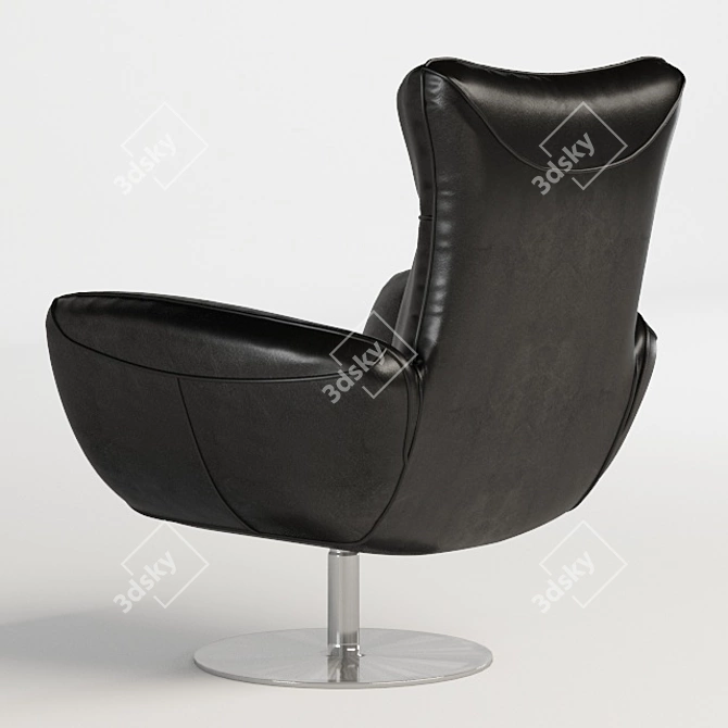 Contemporary Navy Leather Lounge Chair 3D model image 9