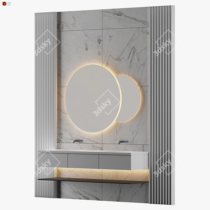 Modern White Bathroom Collection 3D model image 2